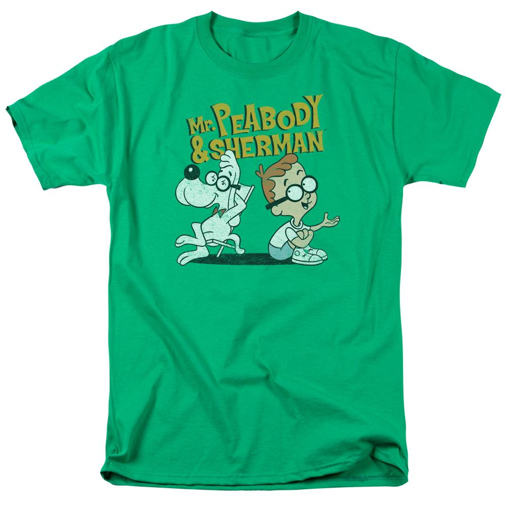 Mr Peabody & Sherman Deep Conversation Mens T Shirt Kelly Green ...