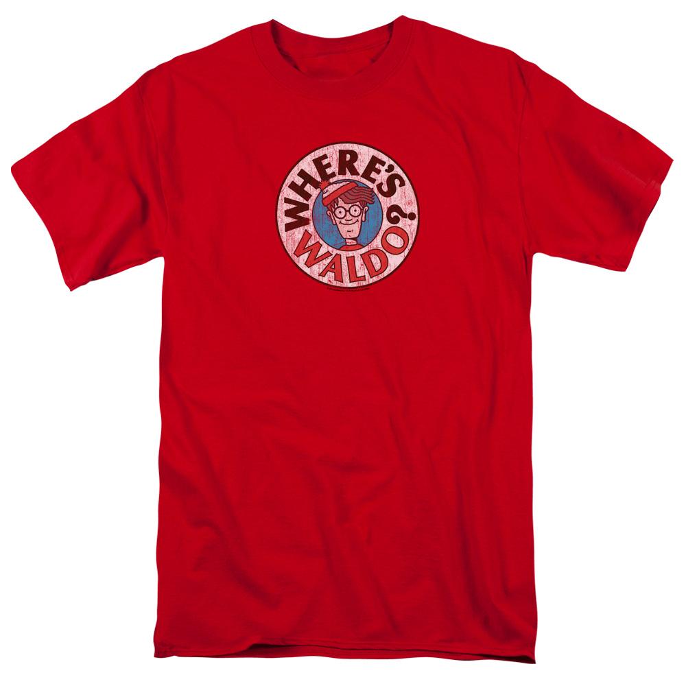 Wheres Waldo Waldo Logo Mens T Shirt Red