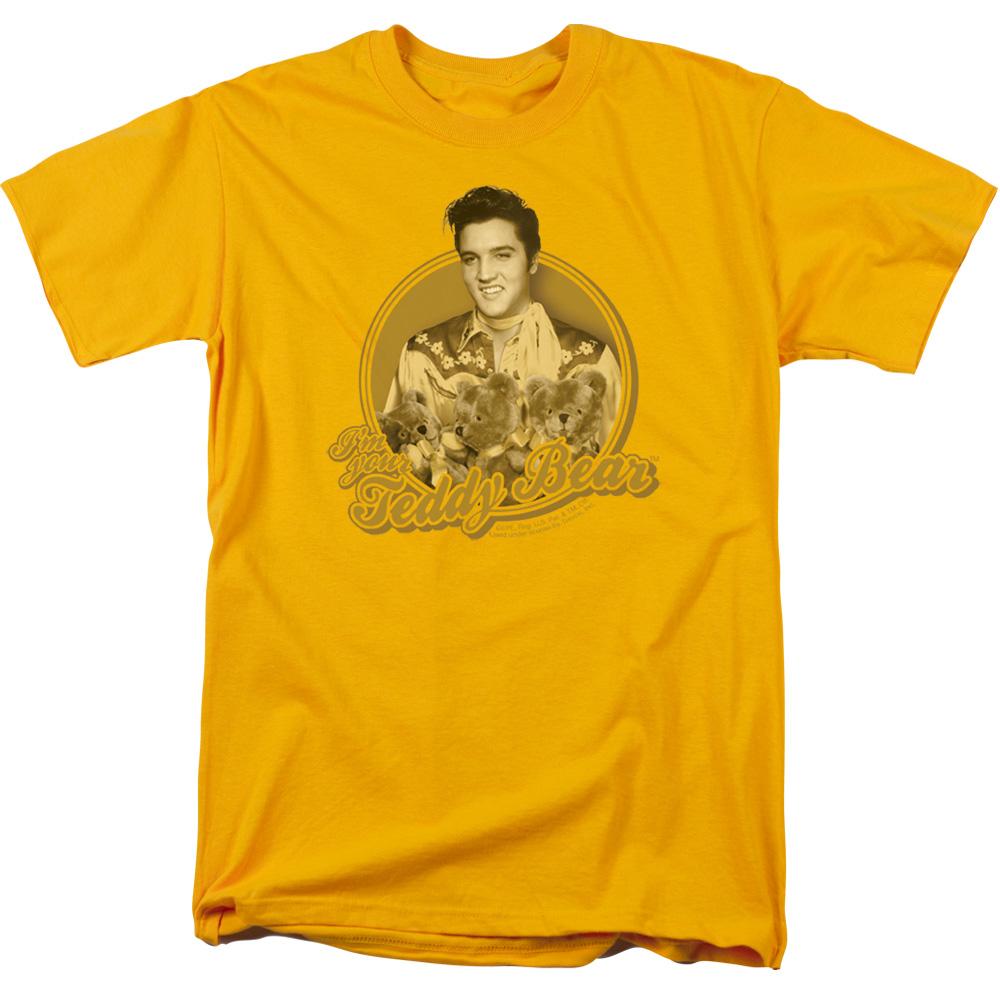 Elvis Presley Teddy Bear Mens T Shirt Gold