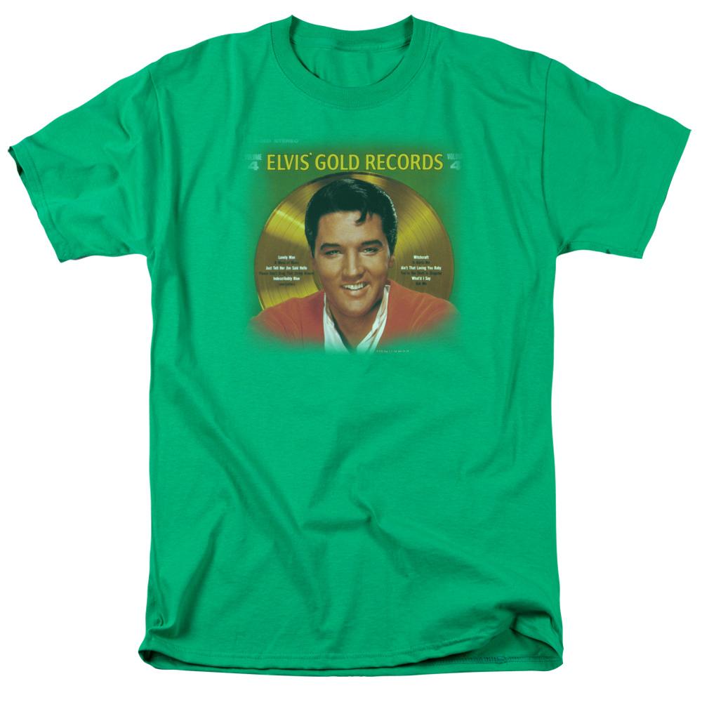 Elvis Presley Gold Records Mens T Shirt Kelly Green