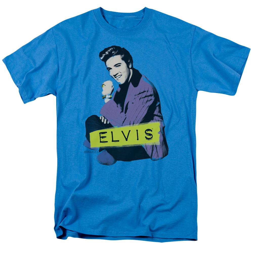 Elvis Presley Sitting Mens T Shirt Turquoise
