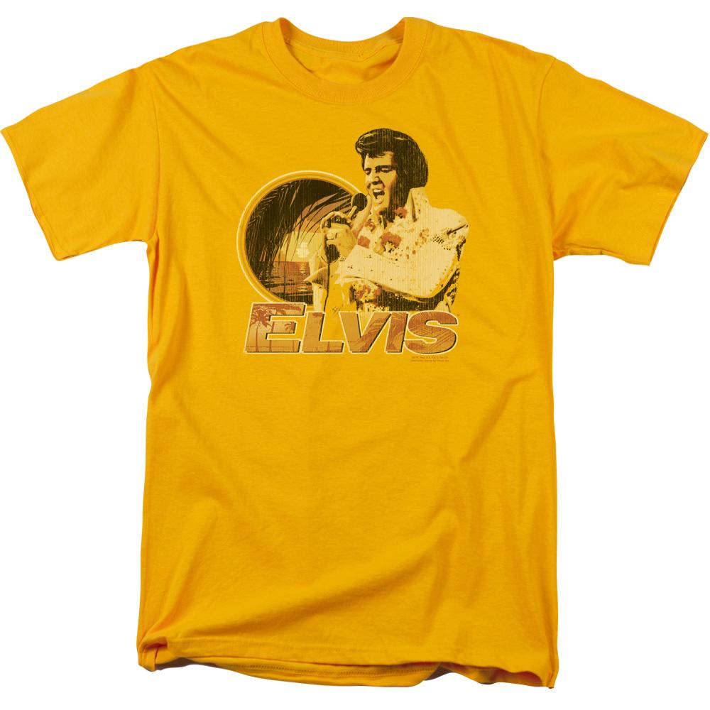 Elvis Presley Singing Hawaii Style Mens T Shirt Gold