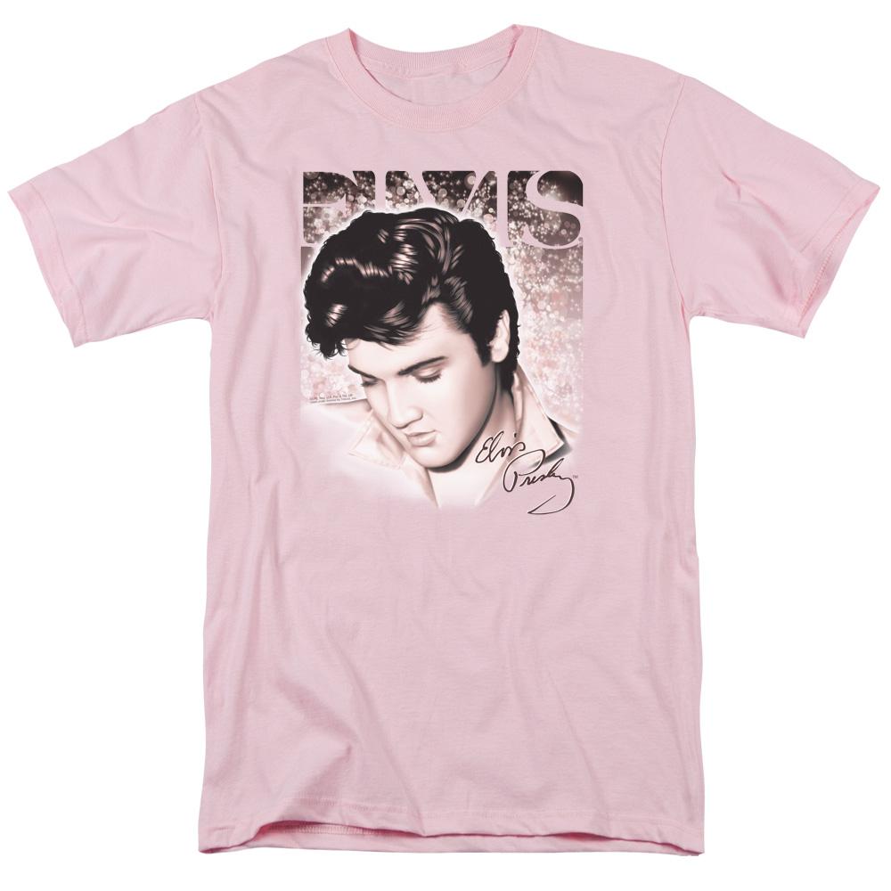 Elvis Presley Star Light Mens T Shirt Pink