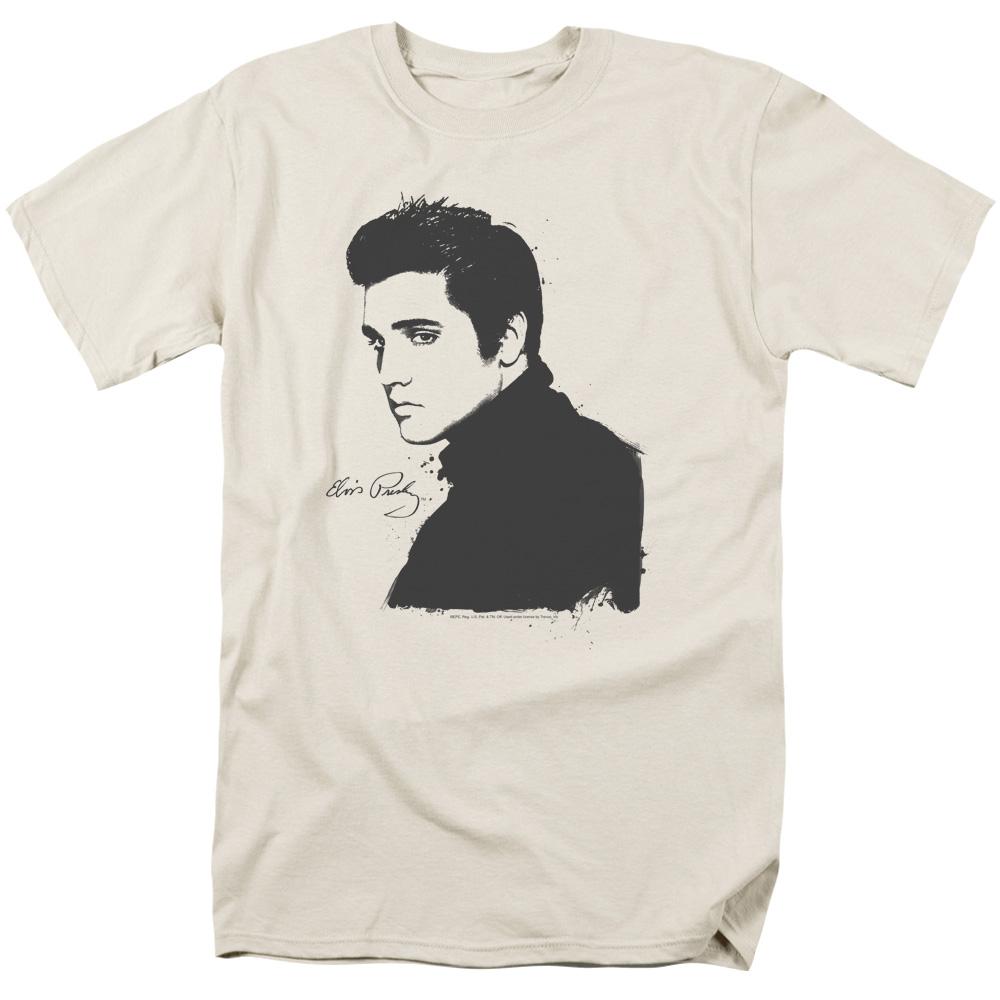 Elvis Presley Black Paint Mens T Shirt Cream