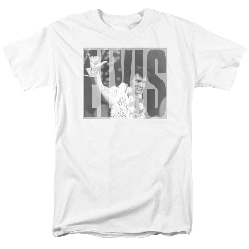 Elvis Presley Aloha Gray Mens T Shirt White