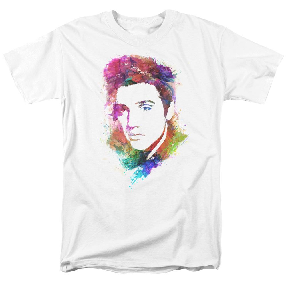 Elvis Presley Watercolor King Mens T Shirt White