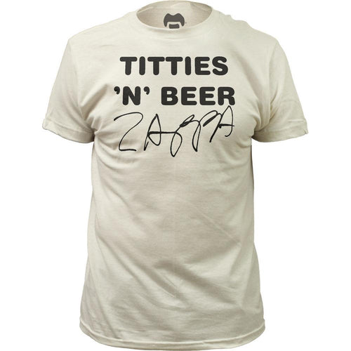 Frank Zappa Titties N Beer Mens T Shirt Natural