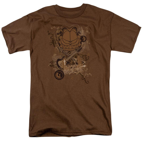 Garfield Rock Rules Mens T Shirt Coffee