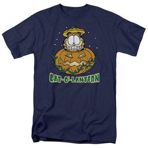 Garfield Cat O Lantern Mens T Shirt Navy Blue