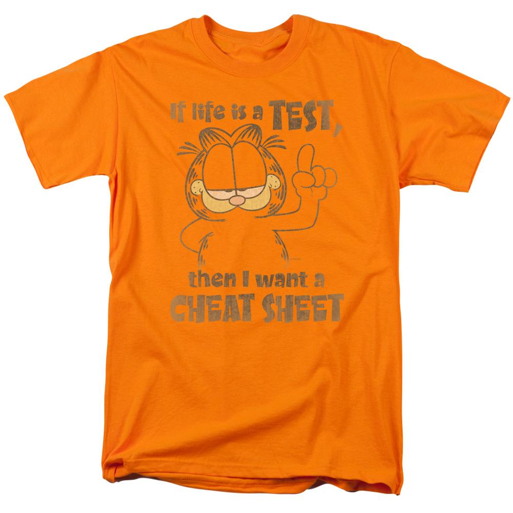 Garfield Cheat Sheet Mens T Shirt Orange