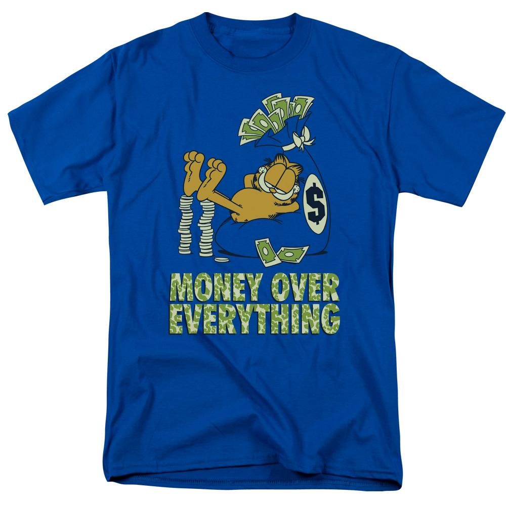 Garfield Money is Everything Mens T Shirt Royal Blue
