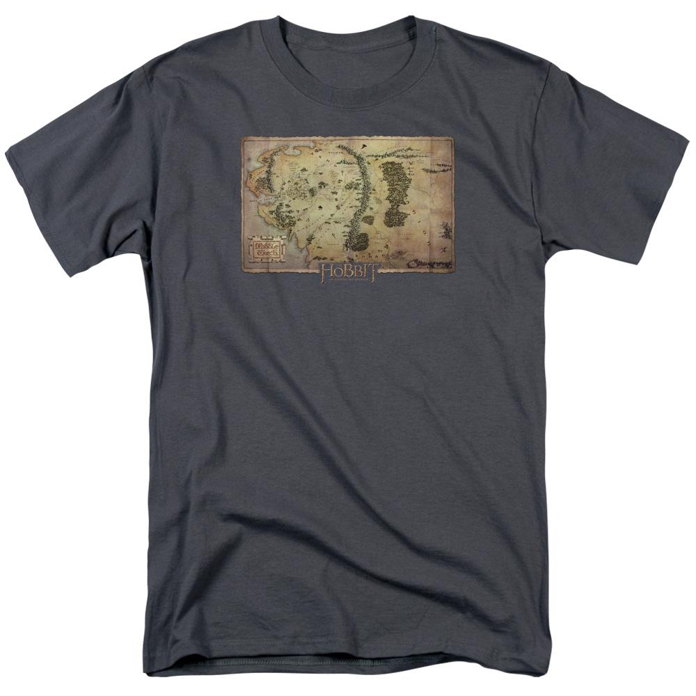 The Hobbit Middle Earth Map Mens T Shirt Charcoal