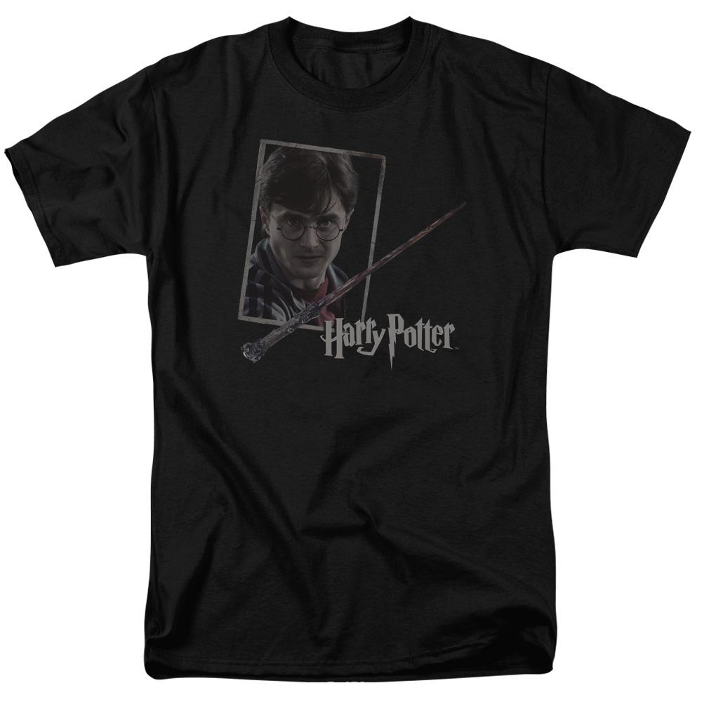 Harry Potter Harrys Wand Portrait Mens T Shirt Black
