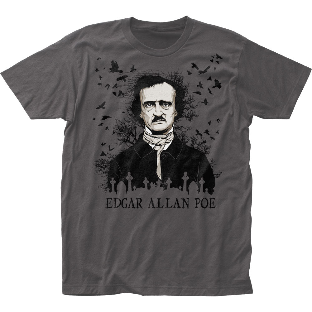 Edgar Allan Poe Raven Mens T Shirt Charcoal