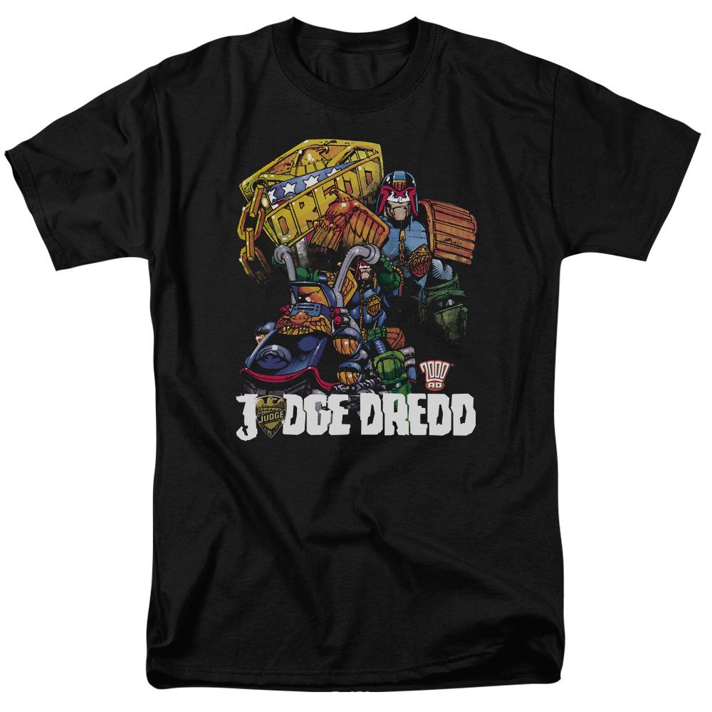 Judge Dredd Bike and Badge Mens T Shirt Black