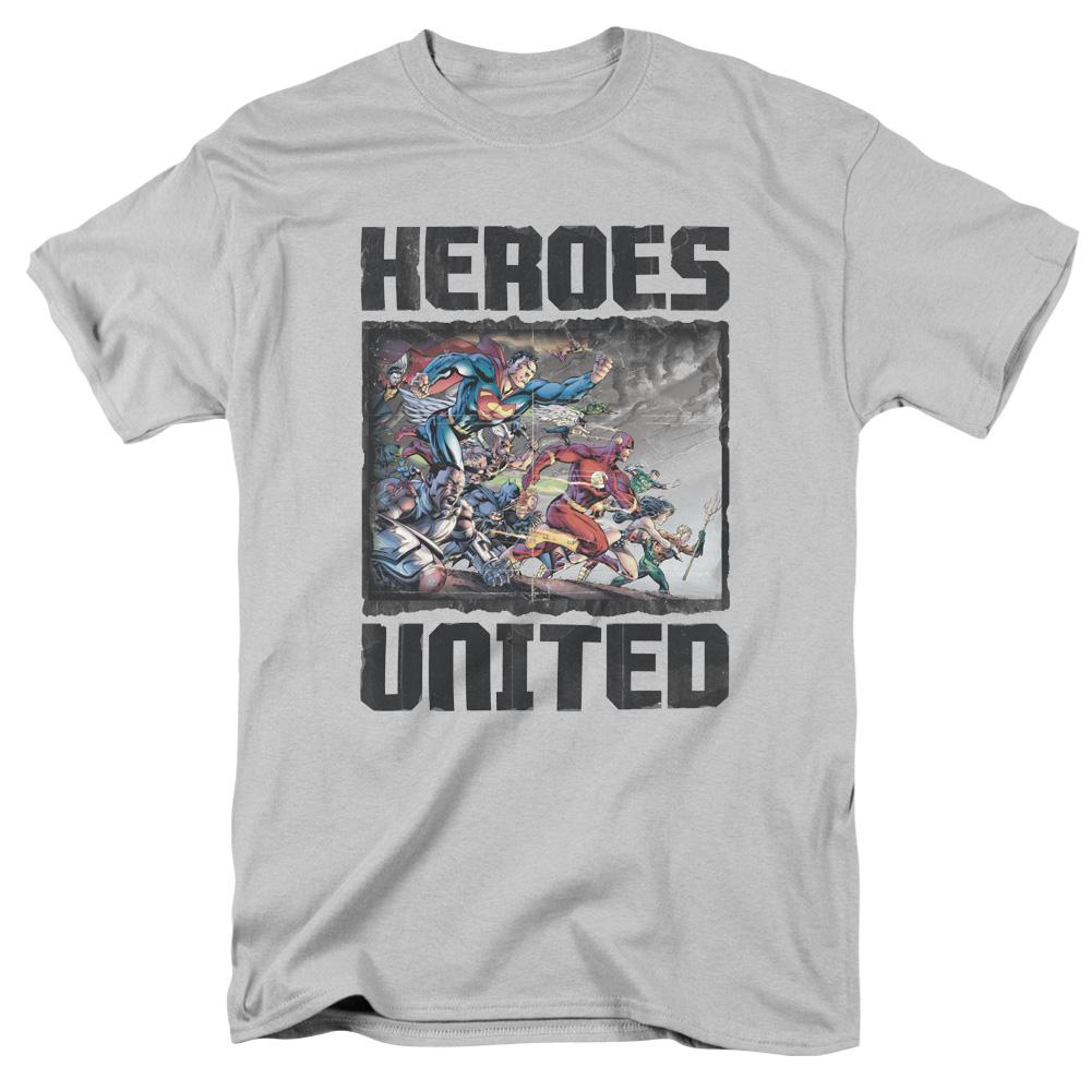 Justice League the Charge Mens T Shirt Silver