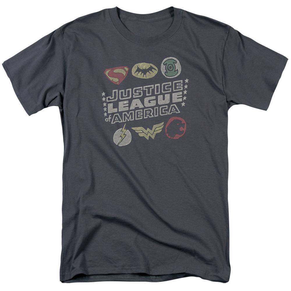 Justice League Symbols Mens T Shirt Charcoal