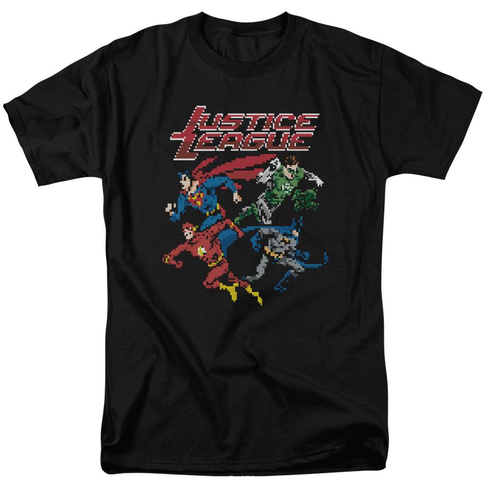 Justice League Pixel League Mens T Shirt Black