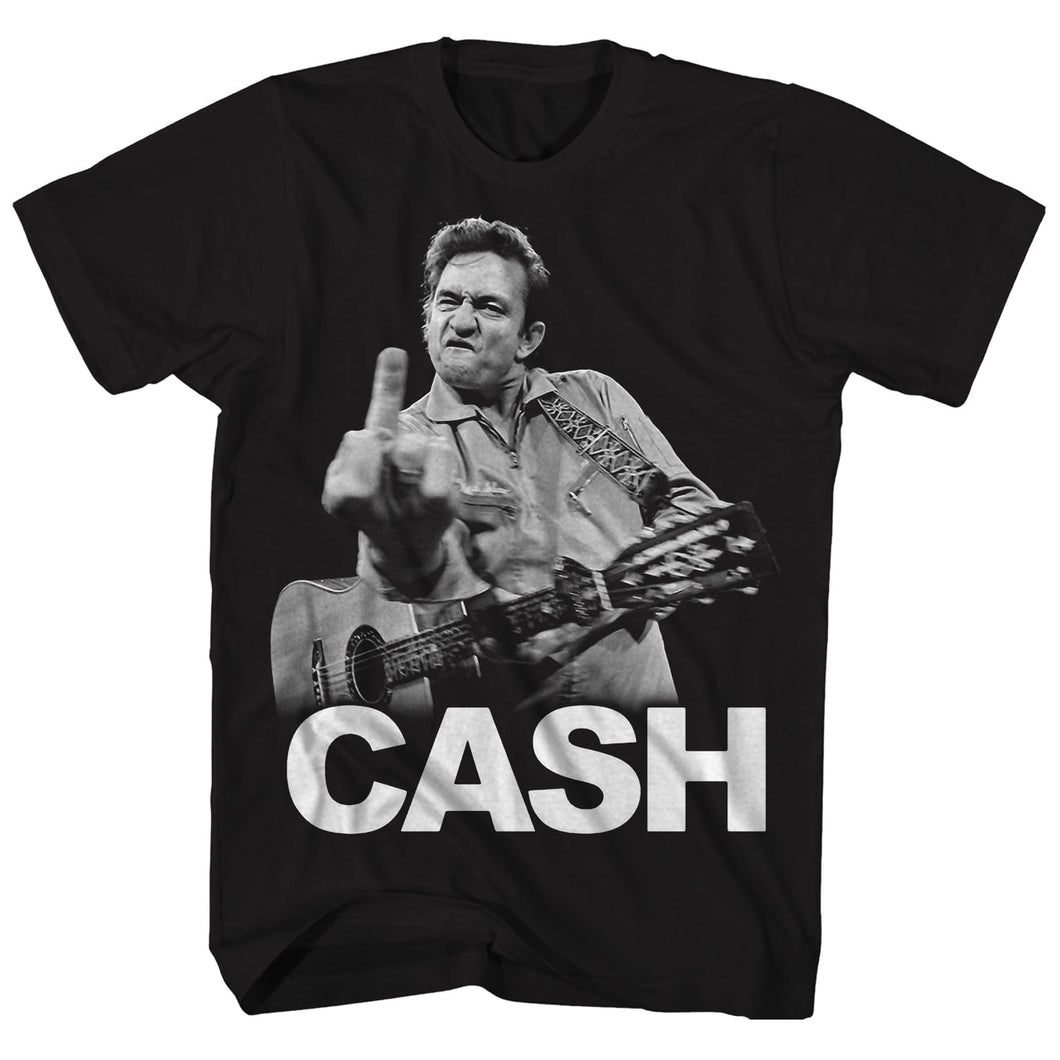 Johnny Cash the Bird Mens T Shirt Black