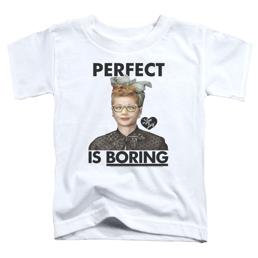 I Love Lucy Perfect is Boring Toddler Kids Youth T Shirt White