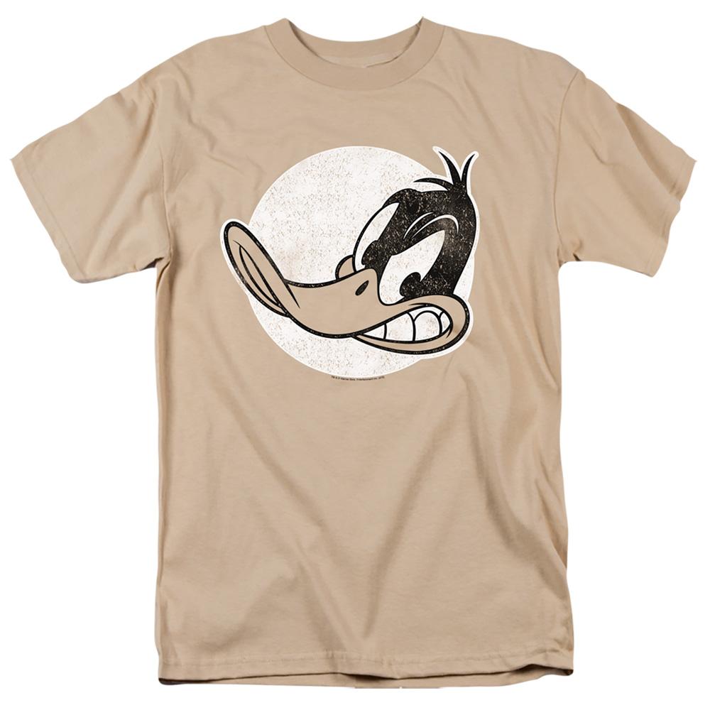 Looney Tunes Daffy Vintage Badge Mens T Shirt Sand