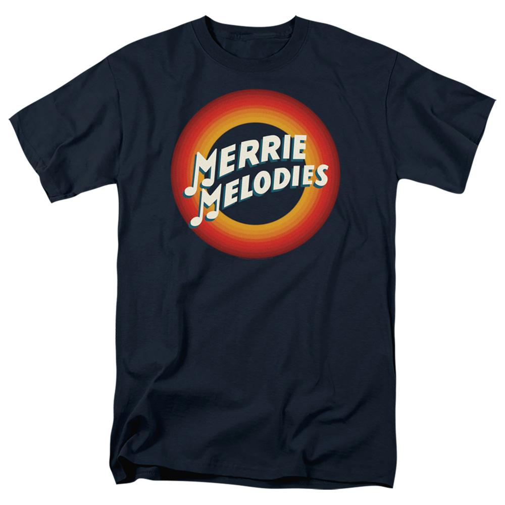 Looney Tunes Merrie Logo Mens T Shirt Navy Blue