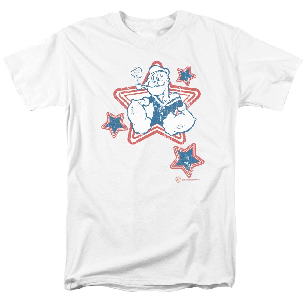 Popeye Stars Mens T Shirt White