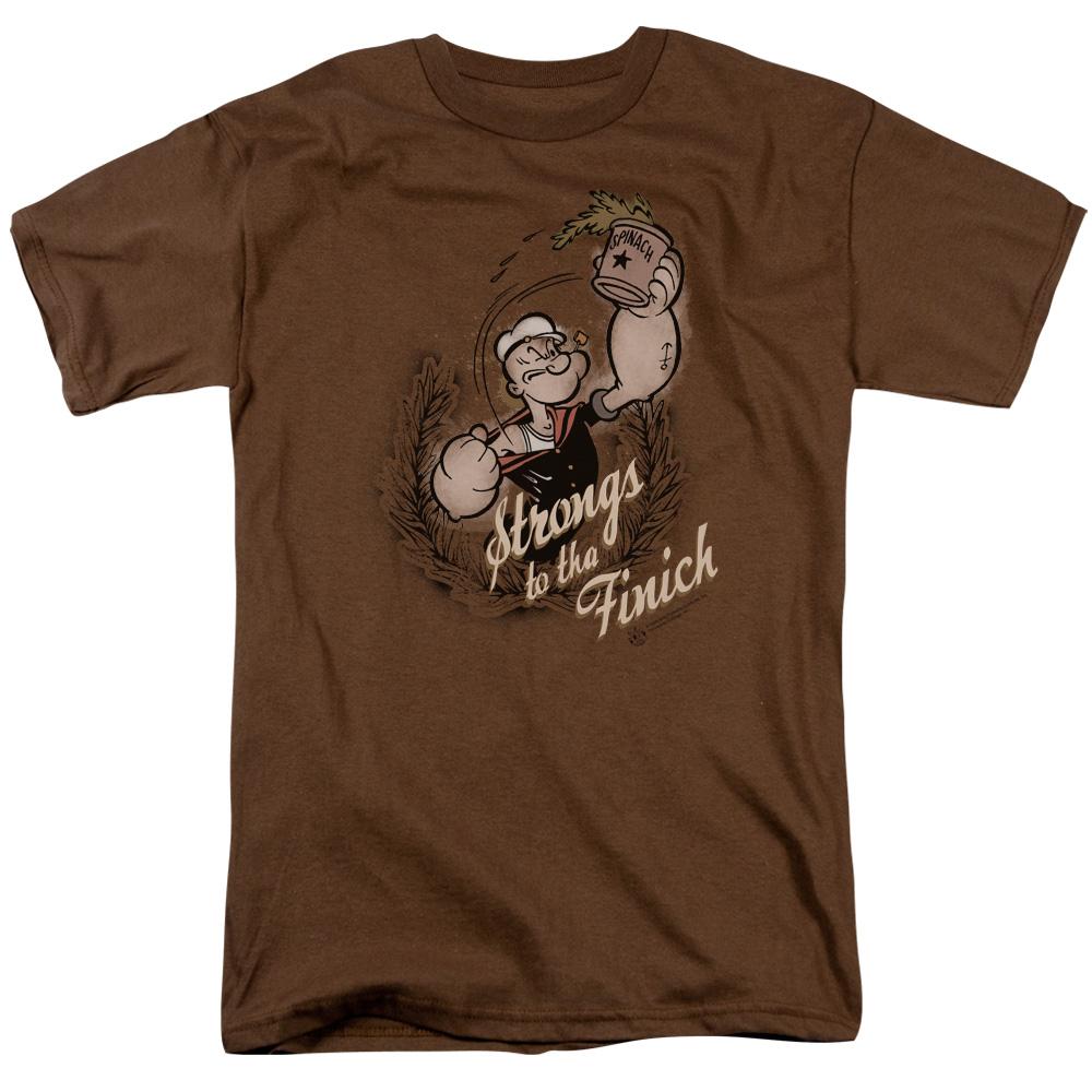 Popeye Strong To Tha Finish Mens T Shirt Coffee