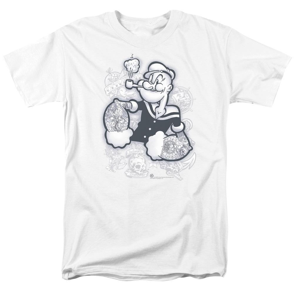 Popeye Tattooed Mens T Shirt White