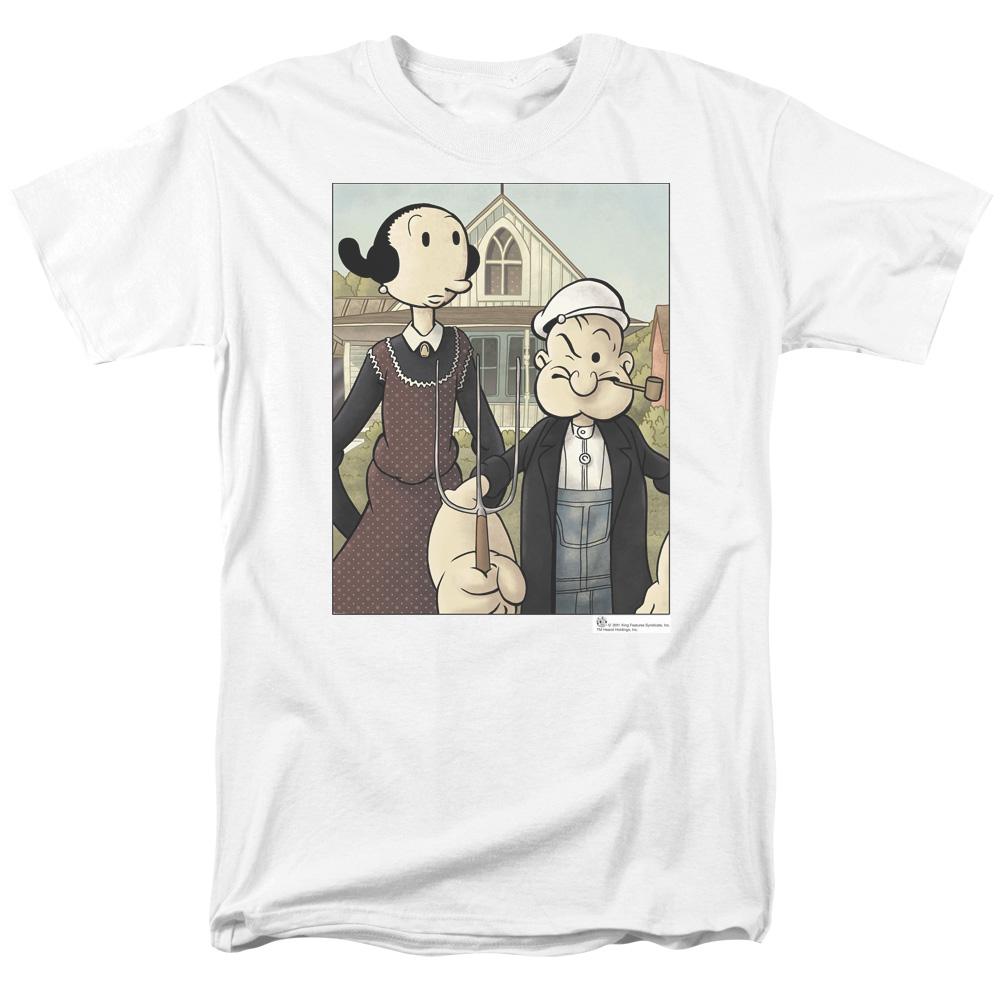 Popeye Popeye Gothic Mens T Shirt White