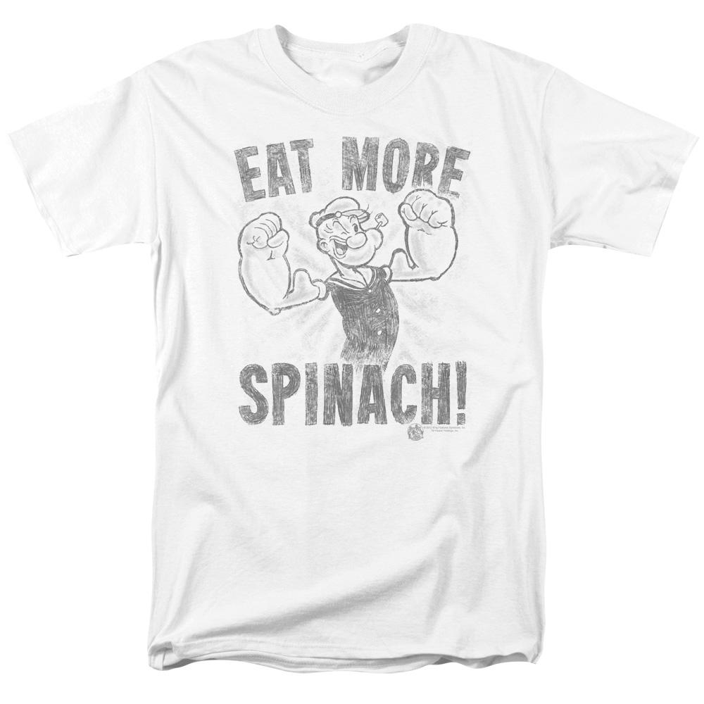 Popeye Eat More Spinach Mens T Shirt White