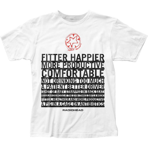 Radiohead Fitter Happier Mens T Shirt White