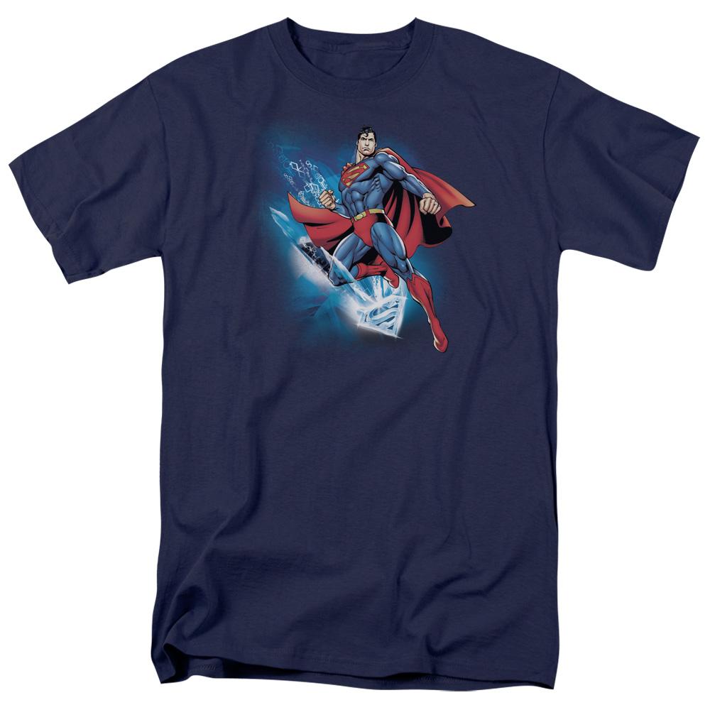 Superman Crystallize Mens T Shirt Navy Blue