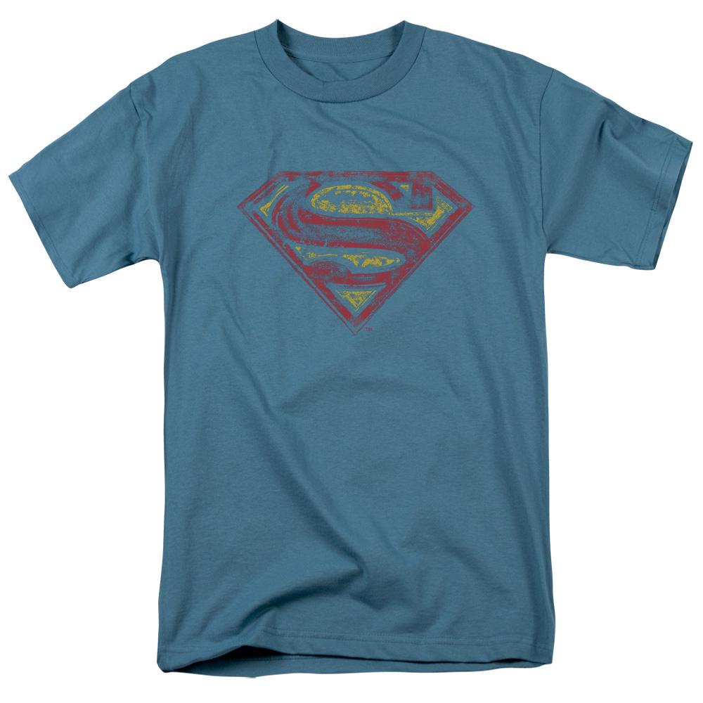 Superman S Shield Rough Mens T Shirt Slate