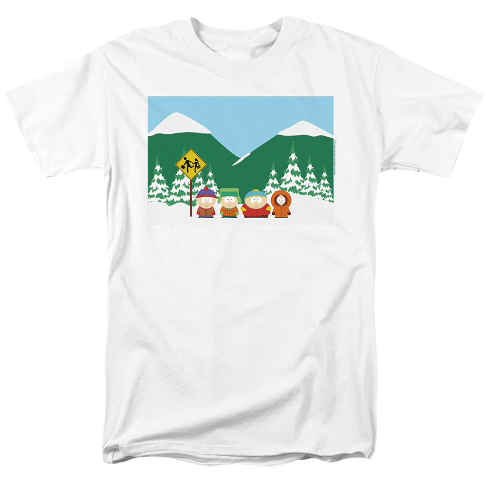 South Park Bus Stop Mens T Shirt White