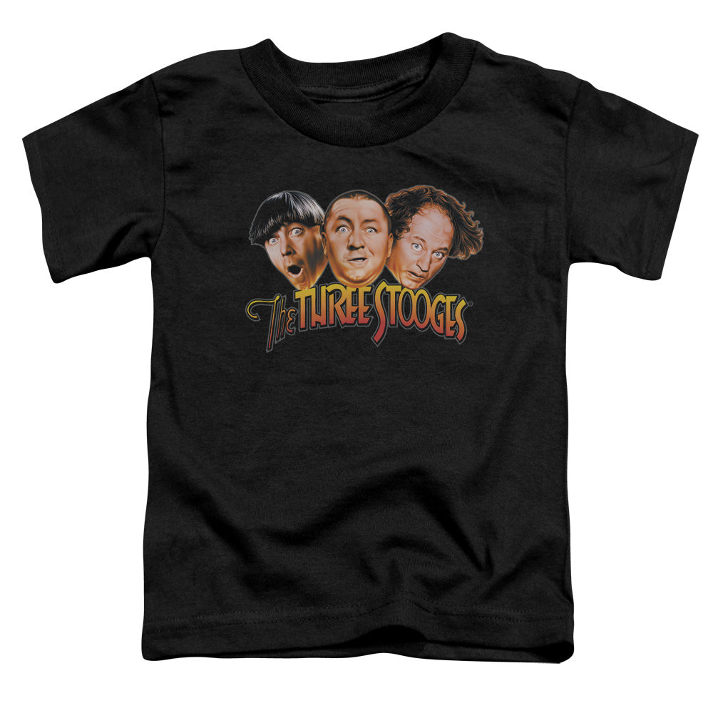 Three Stooges Three Head Logo Toddler Kids Youth T Shirt Black