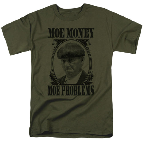 Three Stooges Moe Money Mens T Shirt Military Green