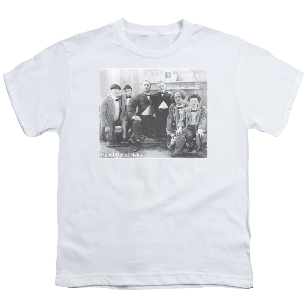 Three Stooges Hello Kids Youth T Shirt White