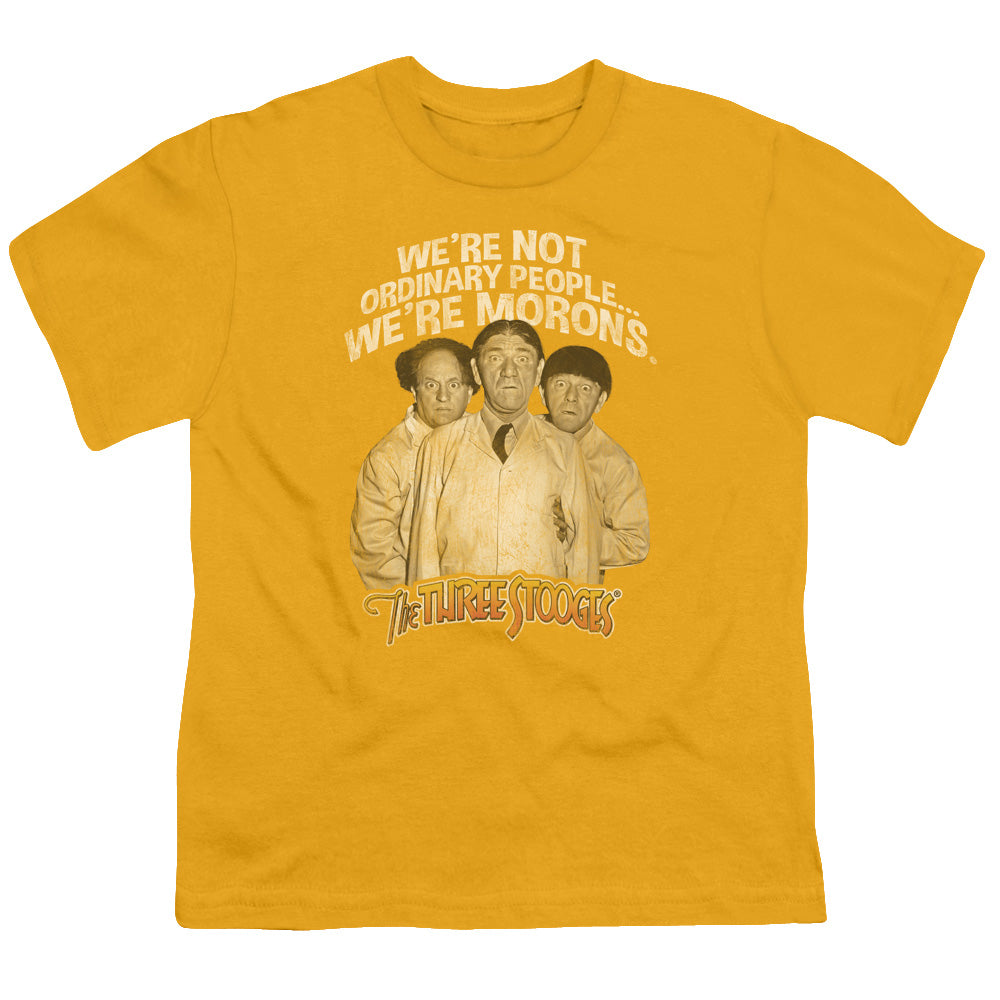 Three Stooges Morons Kids Youth T Shirt Gold