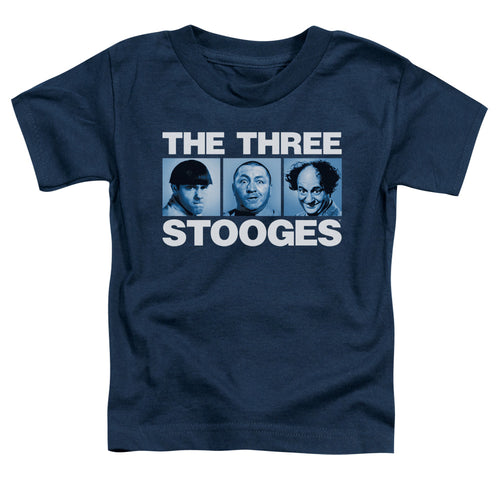 Three Stooges Three Squares Toddler Kids Youth T Shirt Navy Blue