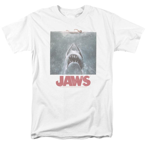 Jaws Distressed Jaws Mens T Shirt White