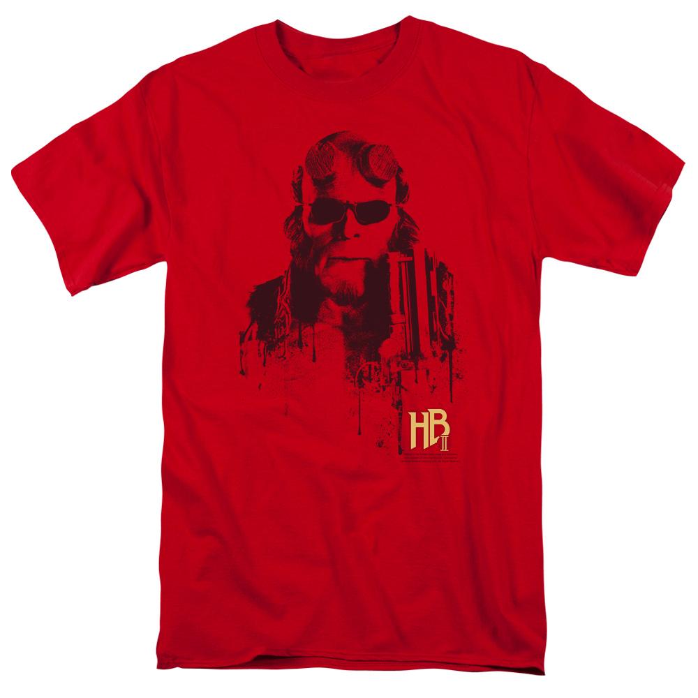 Hellboy II Splatter Gun Mens T Shirt Red