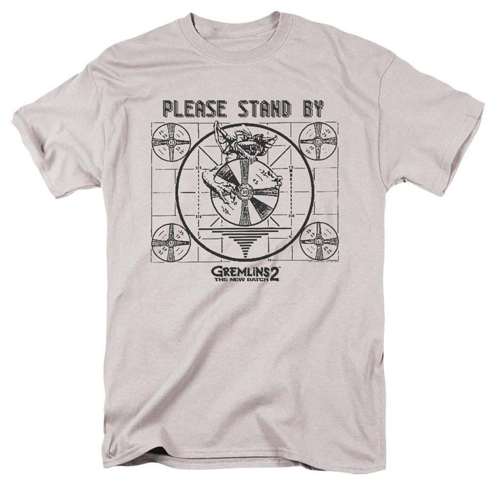 Gremlins 2 Please Stand By Mens T Shirt Silver