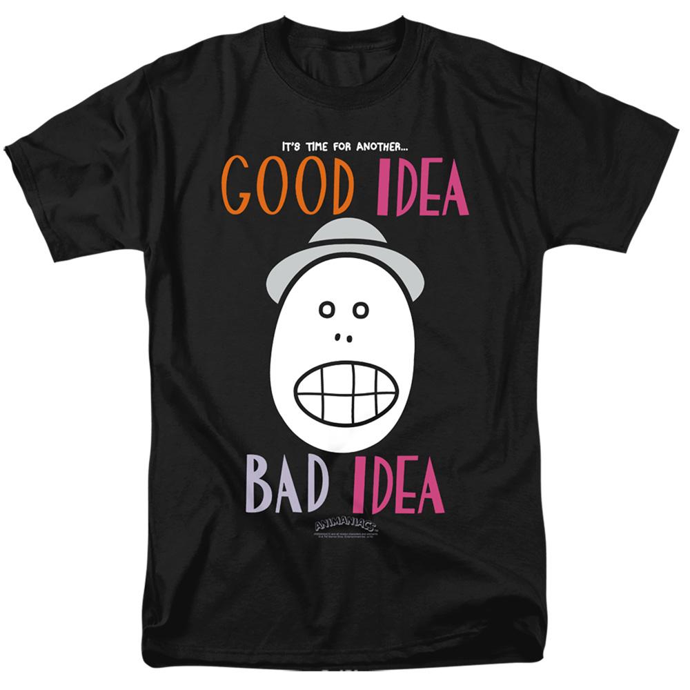 Animaniacs Good Idea Bad Idea Mens T Shirt Black