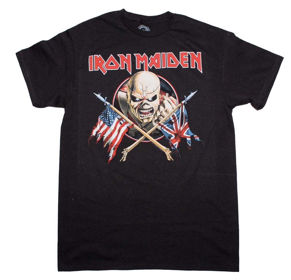 Iron Maiden Crossed Flags Mens T Shirt